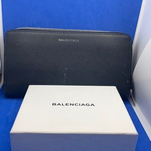 Auth BALENCIAGA CONTINENTAL ZIP Zip Around‎ Long Wallet